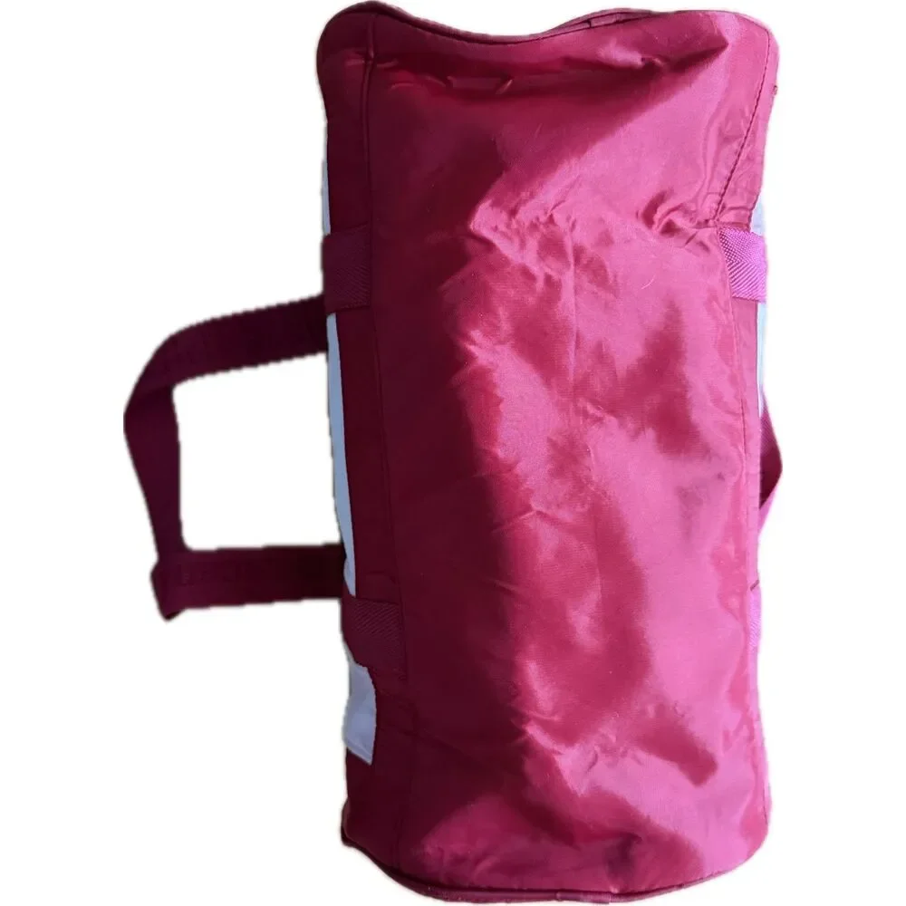 American Girl Duffle Bag - Pink & Red Zipper Closure Buttons Accessory Case